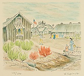 Henry Yuzuru Sugimoto 1900 - 1990 - Japanese Internment Camp - Daily Life - artelino Art Auctions. Henry Yuzuru Sugimoto 1900 - 1990 - Japanese Internment Camp - Daily Life