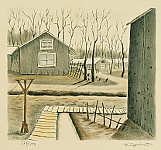 Henry Yuzuru Sugimoto 1900 - 1990 - Japanese Internment Camp - Compound - artelino Art Auctions. Henry Yuzuru Sugimoto 1900 - 1990 - Japanese Internment Camp - Compound