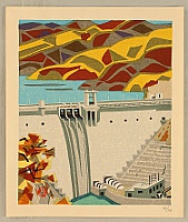 Okiie Hashimoto 1899-1993 - Hydroelectric Power Station at Igawa River - artelino Art Auctions. Okiie Hashimoto 1899-1993 - Hydroelectric Power Station at Igawa River
