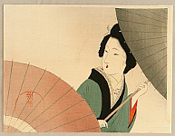 Eisen Tomioka 1864-1905 - Beauty and Umbrella - artelino Art Auctions. Eisen Tomioka 1864-1905 - Beauty and Umbrella
