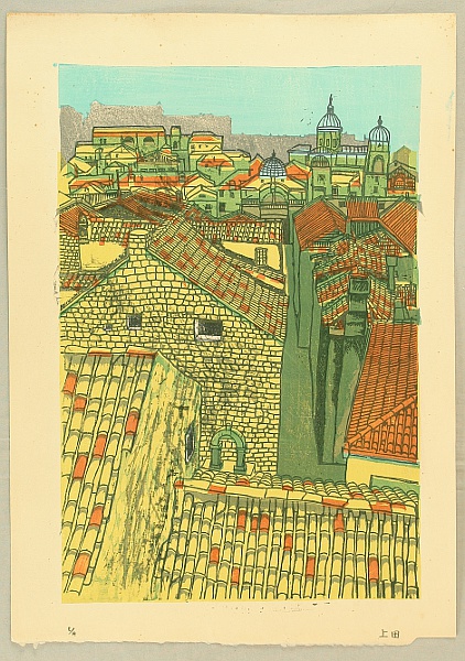 Gagyu Ueda born 1921 - Tiled Roofs in Italy - artelino Art Auctions. Gagyu Ueda born 1921 - Tiled Roofs in Italy
