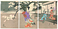 Chikanobu Toyohara 1838-1912 - Beauties and Night Blossoms - artelino Art Auctions. Chikanobu Toyohara 1838-1912 - Beauties and Night Blossoms