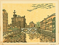 Unichi Hiratsuka 1895-1997 - Recollections of Tokyo - Sukiya Bridge - artelino Art Auctions. Unichi Hiratsuka 1895-1997 - Recollections of Tokyo - Sukiya Bridge