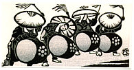Gihachiro Okuyama 1907-1981 - Four Drummers - artelino Art Auctions. Gihachiro Okuyama 1907-1981 - Four Drummers