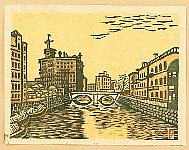Unichi Hiratsuka 1895-1997 - Recollections of Tokyo - Sukiya Bridge - artelino Art Auctions. Unichi Hiratsuka 1895-1997 - Recollections of Tokyo - Sukiya Bridge