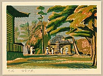 Kazuo Totsutotsu born 1929 - Setting Sunlight at Old Temple - artelino Art Auctions. Kazuo Totsutotsu born 1929 - Setting Sunlight at Old Temple