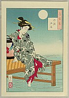 Yoshitoshi Tsukioka (Taiso) 1839-1892 - Cooling off at Shijo - Tsuki Hyakushi # 11 - artelino Art Auctions. Yoshitoshi Tsukioka (Taiso) 1839-1892 - Cooling off at Shijo - Tsuki Hyakushi # 11
