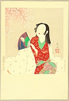 Choko Kamoshita 1890-1967 - Girl with Fan - artelino Art Auctions. Choko Kamoshita 1890-1967 - Girl with Fan