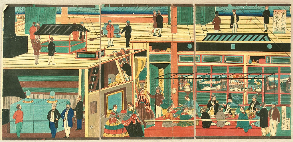 Yoshikazu Utagawa active ca.1850-70 - Inside of a Steam Boat - artelino Art Auctions. Yoshikazu Utagawa active ca.1850-70 - Inside of a Steam Boat