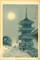 Benji Asada 1899-1984 - Moon at Kiyomizu Temple - artelino Art Auctions. Benji Asada 1899-1984 - Moon at Kiyomizu Temple