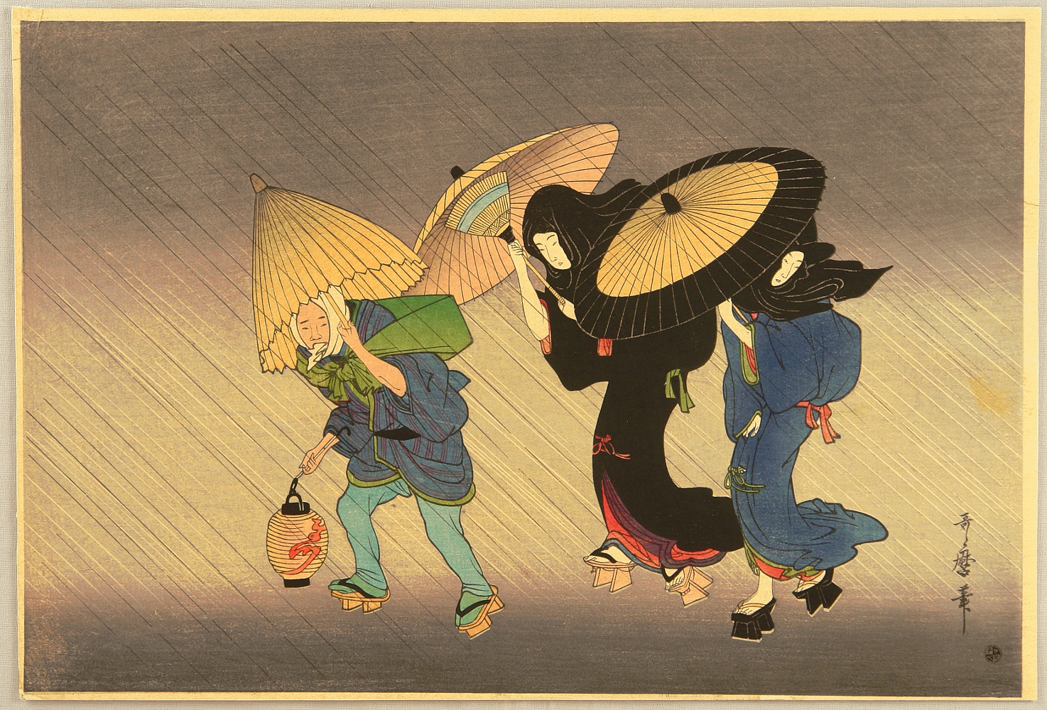 Utagawa Toyokuni I: Rain Storm - Artelino - Ukiyo-e Search