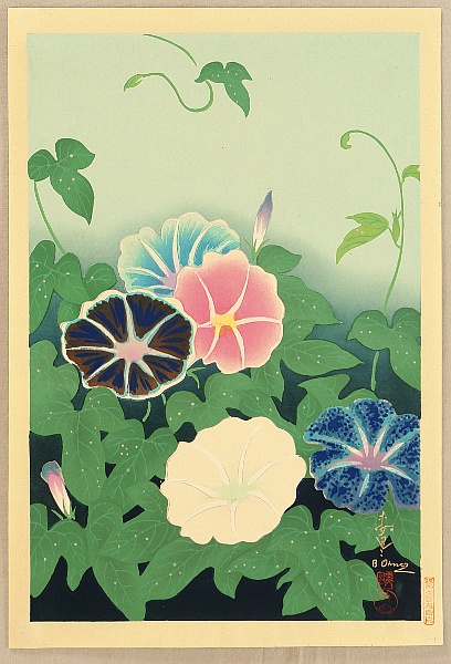 Bakufu Ono 1888-1976 - Morning Glories - artelino Art Auctions. Bakufu Ono 1888-1976 - Morning Glories