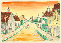 Shiro Aoki fl.ca. 1980-2000 - Red Sunset in France - artelino Art Auctions. Shiro Aoki fl.ca. 1980-2000 - Red Sunset in France