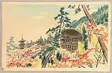 Eiichi Kotozuka 1906-1979 - Kiyomizu Temple in Autumn - artelino Art Auctions. Eiichi Kotozuka 1906-1979 - Kiyomizu Temple in Autumn