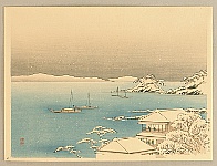Yoshimune Arai 1873-1945 - Snow Falling Bay - artelino Art Auctions. Yoshimune Arai 1873-1945 - Snow Falling Bay