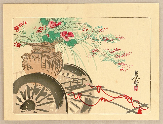 Zeshin Shibata 1807-1891 - Flower Cart - artelino Art Auctions. Zeshin Shibata 1807-1891 - Flower Cart