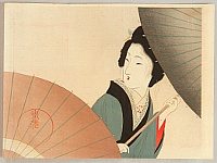 Eisen Tomioka 1864-1905 - Beauty and Umbrella - artelino Art Auctions. Eisen Tomioka 1864-1905 - Beauty and Umbrella