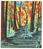 Tomikichiro Tokuriki 1902-1999 - Autumn Forest - artelino Art Auctions. Tomikichiro Tokuriki 1902-1999 - Autumn Forest