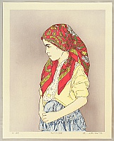 Ryusei Okamoto born 1949 - Children of Asia - Red Scarf - artelino Art Auctions. Ryusei Okamoto born 1949 - Children of Asia - Red Scarf
