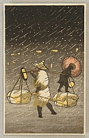 Unknown - Vendor in a Snow Storm - artelino Art Auctions. Unknown - Vendor in a Snow Storm