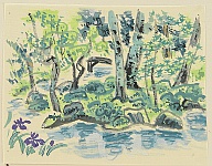 Eiichi Kotozuka 1906-1979 - Moss Garden of Saiho Temple - Watercolor on Silk - artelino Art Auctions. Eiichi Kotozuka 1906-1979 - Moss Garden of Saiho Temple - Watercolor on Silk