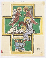 Eiichi Kotozuka 1906-1979 - Birth of Christ - Watercolor on Silk - artelino Art Auctions. Eiichi Kotozuka 1906-1979 - Birth of Christ - Watercolor on Silk