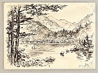 Nisaburo Ito 1910-1988 - Lake Ashinoko - watercolor and pen on paper - artelino Art Auctions. Nisaburo Ito 1910-1988 - Lake Ashinoko - watercolor and pen on paper