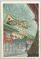 Shiro Kasamatsu 1898-1992 - Drizzling Rain at Yomei Gate - artelino Art Auctions. Shiro Kasamatsu 1898-1992 - Drizzling Rain at Yomei Gate