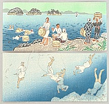 Nisaburo Ito 1910-1988 - Abalone Divers - 2 Sets of Triptich Postcards - artelino Art Auctions. Nisaburo Ito 1910-1988 - Abalone Divers - 2 Sets of Triptich Postcards