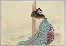 Shuntei Miyagawa 1873-1914 - Beauty by a Lake - artelino Art Auctions. Shuntei Miyagawa 1873-1914 - Beauty by a Lake