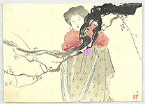 Hanko Kajita 1870-1917 - Beauty and Plum Tree - artelino Art Auctions. Hanko Kajita 1870-1917 - Beauty and Plum Tree
