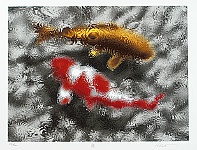 Hideaki Kato born 1954 - Carp in Rain - artelino Art Auctions. Hideaki Kato born 1954 - Carp in Rain