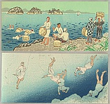 Nisaburo Ito 1910-1988 - Abalone Divers - 2 Sets of Triptich Postcards - artelino Art Auctions. Nisaburo Ito 1910-1988 - Abalone Divers - 2 Sets of Triptich Postcards