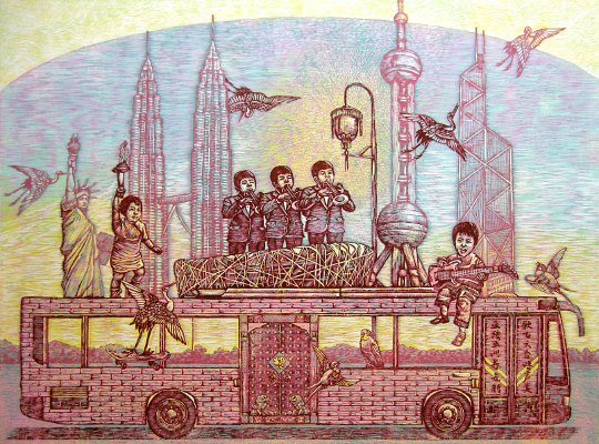 By Zheng Jianhui born 1983 - Chinese Woodblock Print