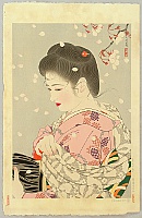 Tatsumi Shimura 1907-1980 - Five Figures of the Modern Beauties - Falling Cherry Blossoms - artelino Art Auctions. Tatsumi Shimura 1907-1980 - Five Figures of the Modern Beauties - Falling Cherry Blossoms