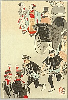 Beisen Kubota 1852-1906 - Rickshaw and Imperial Guards - artelino Art Auctions. Beisen Kubota 1852-1906 - Rickshaw and Imperial Guards