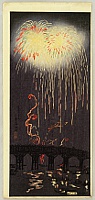 Hiroaki (Shotei) Takahashi 1871-1945 - Firework at Ryogoku - artelino Art Auctions. Hiroaki (Shotei) Takahashi 1871-1945 - Firework at Ryogoku