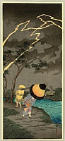 Hiroaki (Shotei) Takahashi 1871-1945 - Thunder Shower at Tateishi - artelino Art Auctions. Hiroaki (Shotei) Takahashi 1871-1945 - Thunder Shower at Tateishi