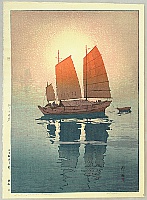 Sailing Boats in the Morning - Inland Sea - Hiroshi Yoshida - 1876-1950