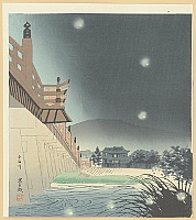 Tomikichiro Tokuriki 1902-1999 - 15 Views of Kyoto - Fireflies at Uji River - artelino Art Auctions. Tomikichiro Tokuriki 1902-1999 - 15 Views of Kyoto - Fireflies at Uji River