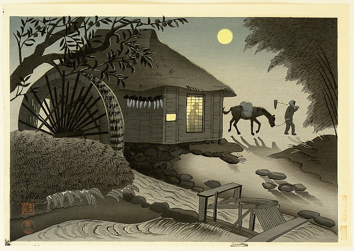 By Ohno Bakufu - Water Mill at Night