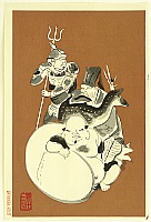 Sanzo Wada 1883-1968 - Lucky Gods - Hotei, Fukurokuji, Bishamonten - artelino Art Auctions. Sanzo Wada 1883-1968 - Lucky Gods - Hotei, Fukurokuji, Bishamonten