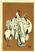 Sanzo Wada 1883-1968 - Lucky Gods - Benten, Daikoku, Ebisu, Jurojin - artelino Art Auctions. Sanzo Wada 1883-1968 - Lucky Gods - Benten, Daikoku, Ebisu, Jurojin