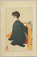 Eiho Hirezaki 1881-1968 - Step Mother Step Son - Foot Warmer - artelino Art Auctions. Eiho Hirezaki 1881-1968 - Step Mother Step Son - Foot Warmer