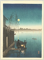 Eijiro Kobayashi active 1930's - Evening Cool on Sumida - artelino Art Auctions. Eijiro Kobayashi active 1930's - Evening Cool on Sumida