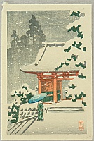 Hasui Kawase 1883-1957 - Ni-o Gate in the Snow - artelino Art Auctions. Hasui Kawase 1883-1957 - Ni-o Gate in the Snow