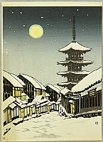 Nisaburo Ito 1910-1988 - The Moon at Yasaka - artelino Art Auctions. Nisaburo Ito 1910-1988 - The Moon at Yasaka