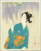 Beauty and Wisteria - By Kiyokata Kaburagi