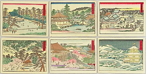 Unknown - 6 Woodblock Prints of Famous Temples around Kyoto - artelino Art Auctions. Unknown - 6 Woodblock Prints of Famous Temples around Kyoto