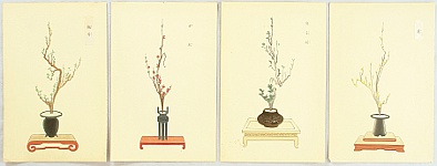 Unknown - 4 Flower Arranging Examples - artelino Art Auctions. Unknown - 4 Flower Arranging Examples